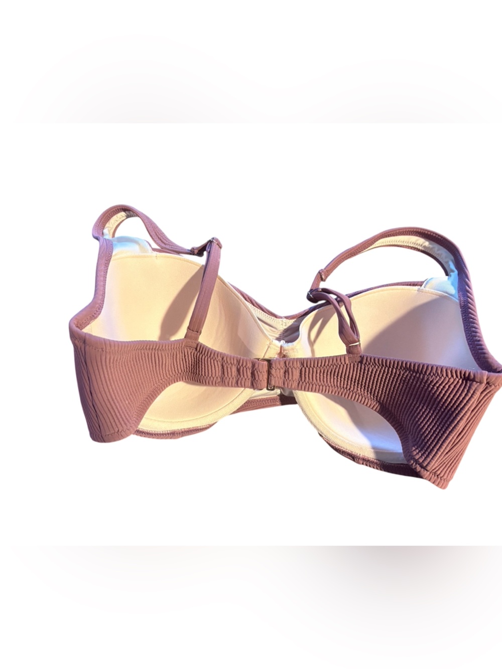 SHADE & SHORE 36D Women's ribbed Mauve Underwire swim suit bra top - Picture 4 of 7